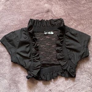 Wet Seal Y2K Black Lace Bolero Ruffle Cropped Shrug